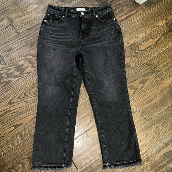Made and Loved LOFT Black Denim Jeans curvy straight crop raw hem size 6/28 - Picture 7 of 8